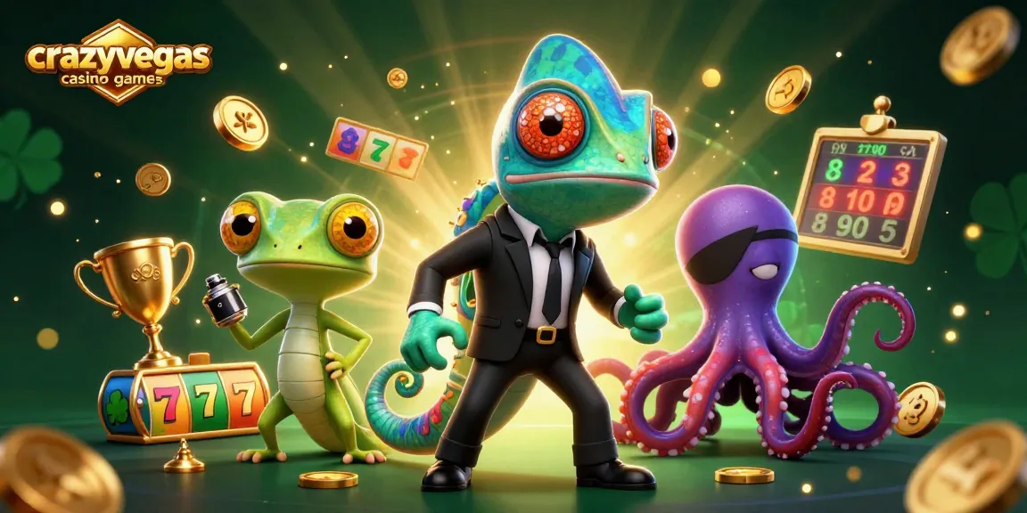 Play the exciting crazyvegas casino games amidst dynamic slot machinery and vibrant characters.